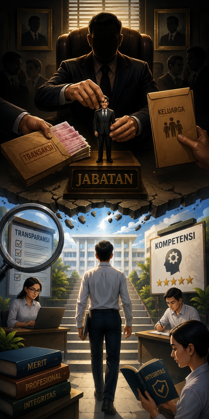 Ilustrasi Nepotisme & Jual Beli Jabatan